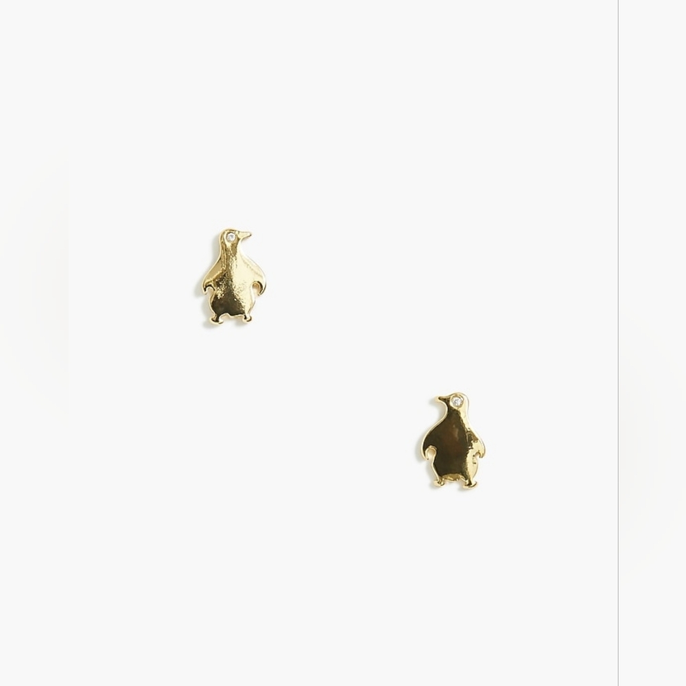 Gold penguin stud earrings